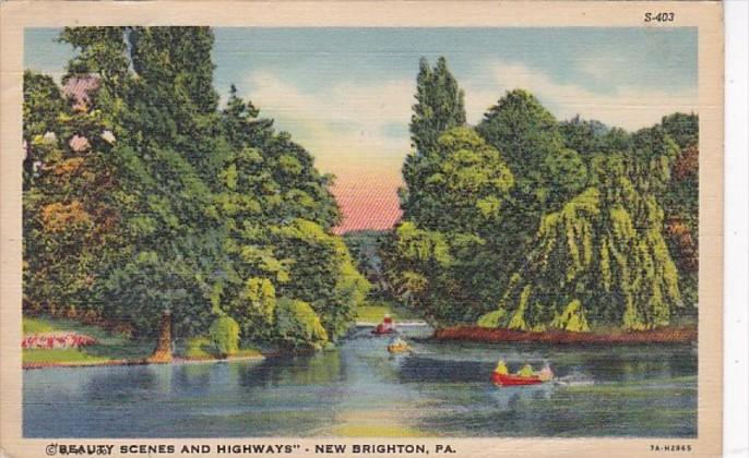 Pennsylvania New Brighton Canoeing Scene 1938 Curteich