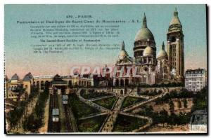 Paris Old Postcard Funicular and the Sacre Coeur Basilica in Montmartre