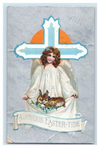 C. 1910 Rabbits Angel Eggs Dresden Easter Easter-tide Vintage Postcard P98