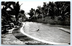 RPPC ACAPULCO, MEXICO ~ Swimming Pool HOTEL REFORMA CASA BLANCA c1940s Postcard
