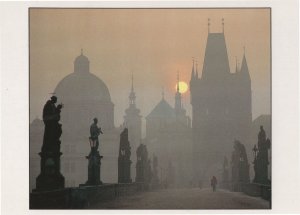 Bicycle Prague Sunrise at the Charles Bridge Czech Republic Postcard