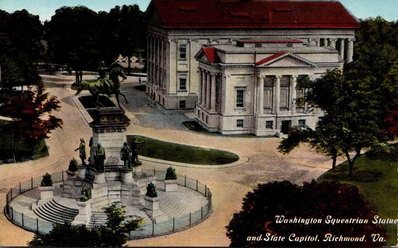 Virginia Richmond Washington Equestrian Statue and State Capitol