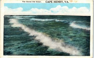 1950s Cape Henry VA The Grand Old Ocean Virginia Beach Postcard A1