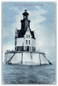 c1950's Racine Reef Light House Tower Ladder Racine Wisconsin Vintage Postcard