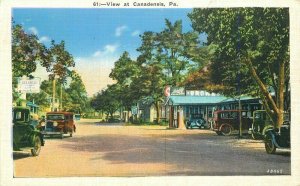 Autos View Canadensis Pennyslvania Gas Station Postcard Stroudsburg 21-2204