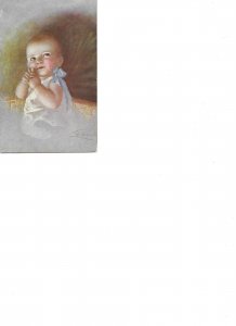 Children.Lovely little boy Old vintage Spanish, artist drawn, postcard