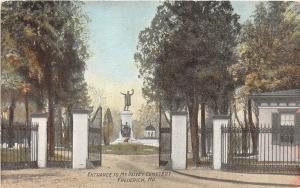 E24/ Frederick Maryland Md Postcard c1910 Entrance to Mt Olivet Cemetery Statue