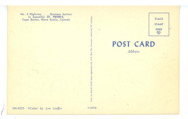 Canada - NS, St. Peter's, Cape Breton. Street Scene ca 1961