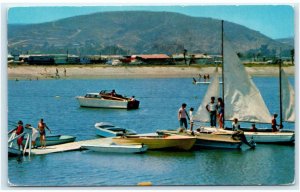 SAN DIEGO, CA California ~ DE ANZA TRAILER HARBOR ~ Sailboat 1961 Postcard