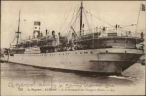 Ship Le Paquebot EUROPE Close-Up c1915 Postcard