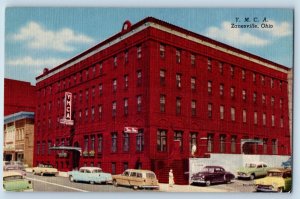 Zanesville Ohio OH Postcard YMCA Exterior Building Street c1940 Vintage Antique