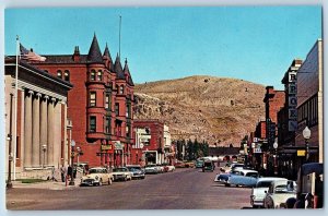 Anaconda Montana MT Postcard Historical Old Town Montana Hotel Main Street c1960