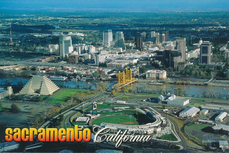 Aerial View of Sacramento CA, California showing Raley Baseball Field