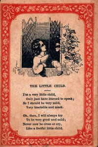 19th Century  Victorian Card   The Little Child  Poem