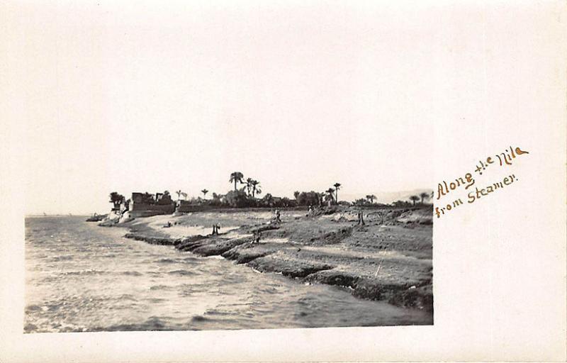 Along The Nile From Steamer Egypt Real Photo RPPC Postcard