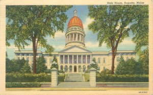 Augusta Maine State House 1941 Linen Postcard Used