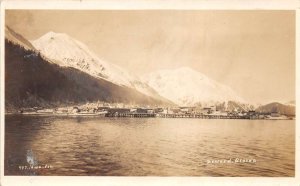 Seward Alaska Scenic View from Water Real Photo Vintage Postcard AA63890