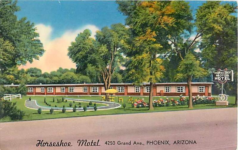 Horseshoe Motel 4250 Grand Ave. Phoenix Arizona AZ Postcard