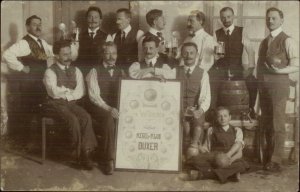 Bad Kissingen Cancel - Bowling Men Poster Beer Keg 1907 Real Photo Postcard