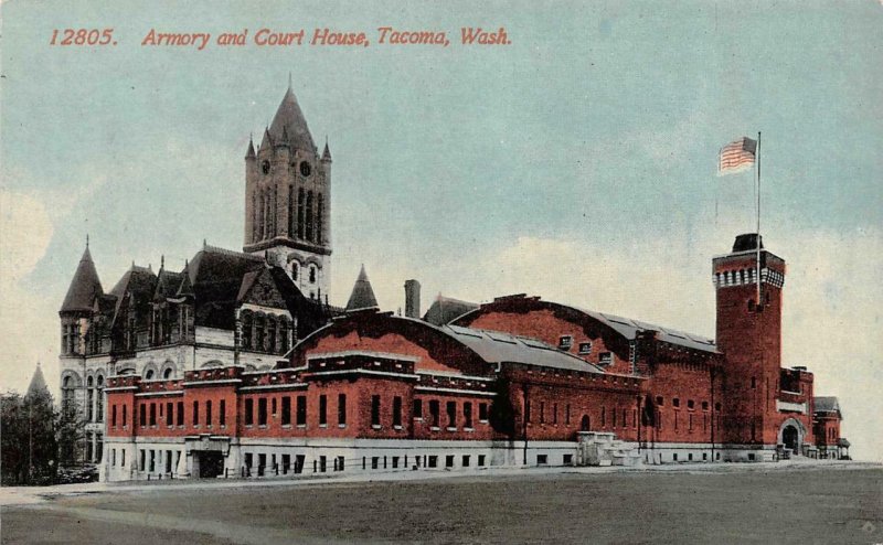 TACOMA, Washington WA    ARMORY & COURT HOUSE  Courthouse   c1910's Postcard