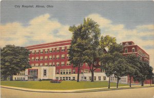 Akron Ohio 1957 Postcard City Hospital 