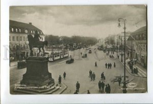 402409 SWEDEN GOTEBORG Carl IX statue TRAM Vintage photo PC