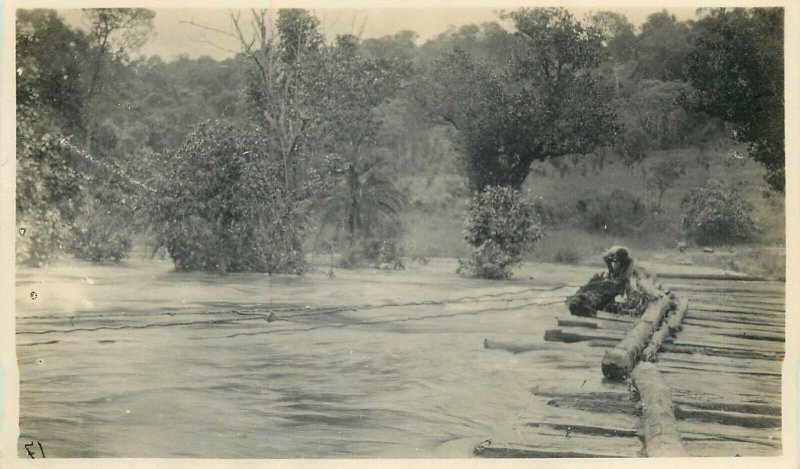 Belgian Congo real photo wood bridge