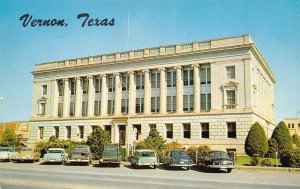 Vernon TX Wilbarger County Court House 1950's Cars Postcard