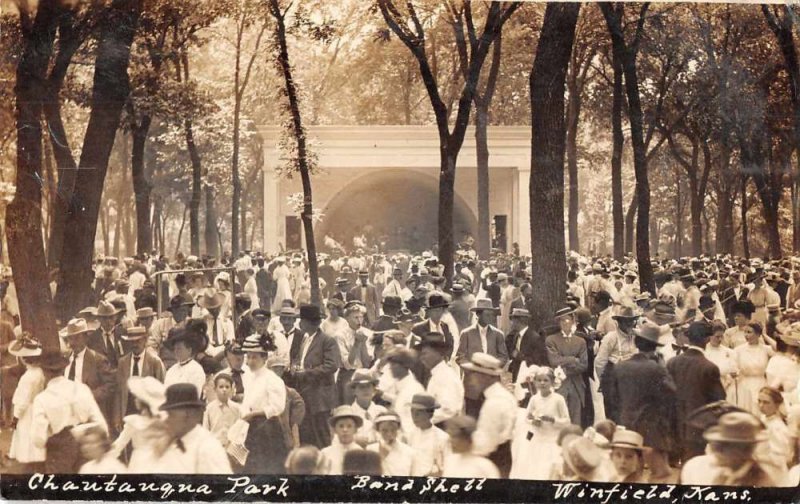 Winfield Kansas Chautauqua Park Bandstand Real Photo Postcard JI658534