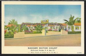 Badger Motor Court Hollywood Florida Unused c1940s