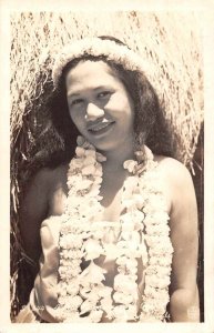 Hawaiian Islands Hula Girl Kodak US Naval Mail Real Photo Postcard AA10679