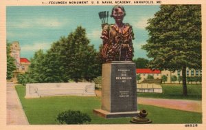 Vintage Postcard 1920's Tecumseh Monument US Naval Academy Annapolis Maryland