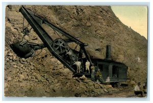 1916 Steam Shovel Rock Culebra Cut Panama Canal Wadena Iowa IA Antique Postcard 