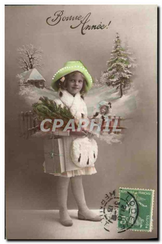 Old Postcard Fancy Doll Happy New Year