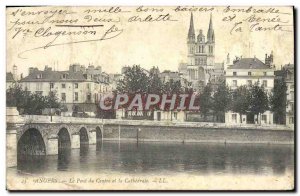 Old Postcard Angers Bridge The Center And The Cathedral