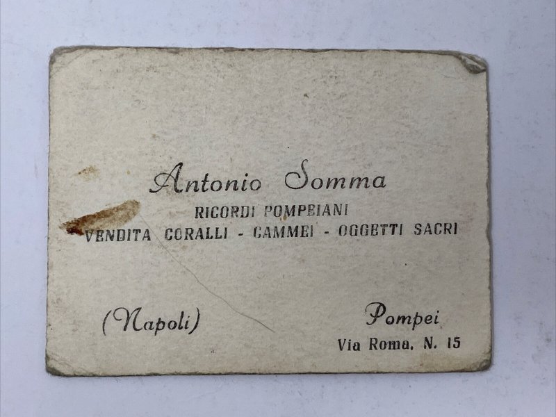 Antique Italian Importer Business Card Antonio Somma Coral Napoli Pompei w/ note