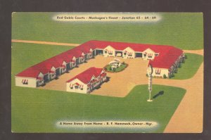 MUSKOGEE OKLAHOMA RED GABLES COURTS MOTEL LINEN ADVERTISING POSTCARD