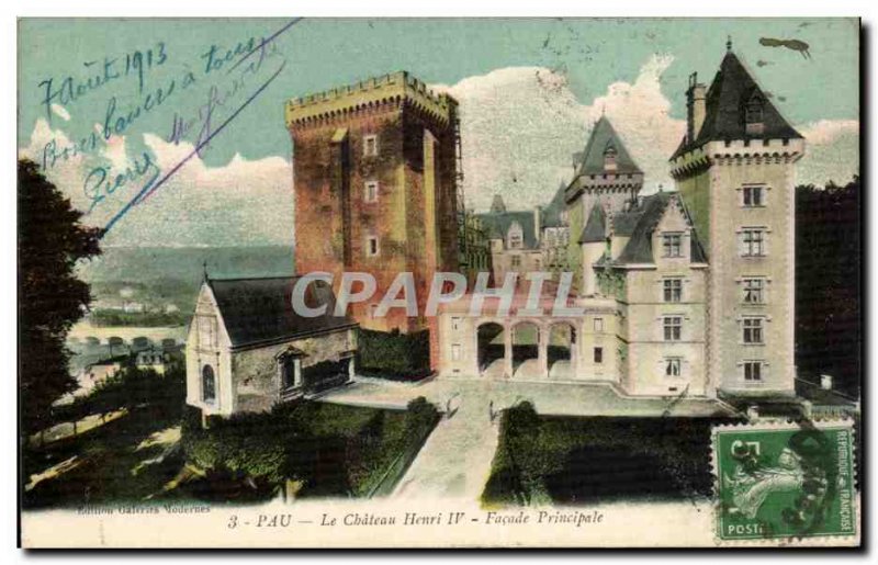 Old Postcard Pau Henri IV castle Main facade