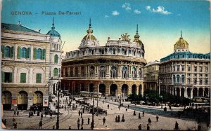Vtg Genova Piazza De Ferrari Main Square Genoa Italy 1910s City View Postcard