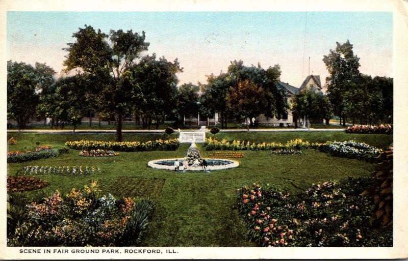 Illinois Rockford Scene In Fair Ground Park 1922