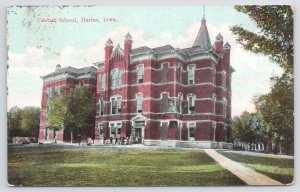 State View~Central School @ Harlan Iowa~Vintage Postcard