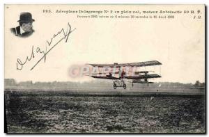 Old Postcard Jet Aviation Airplane Delagrange in full flight engine Antoinette