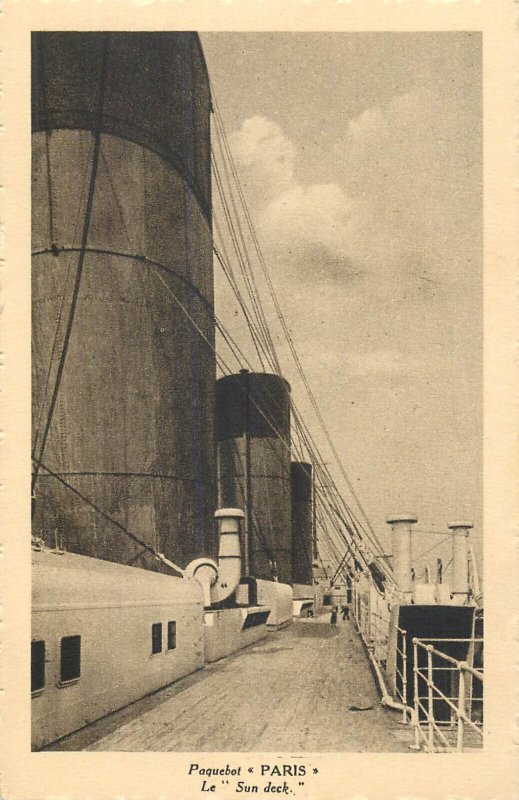 France Transatlantic Liner PARIS Sun deck postcard