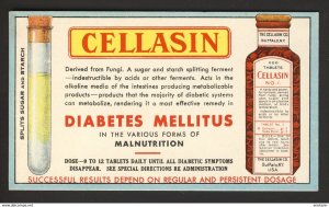 Cellasin Co. Buffalo NY USA - Diabetes Mellitus - Cellasin bottle pills BLOTTER