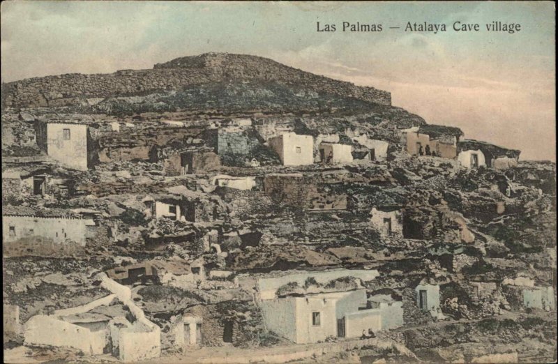 LAS PALMAS SPAIN Atalaya Cave Village c1910 Postcard