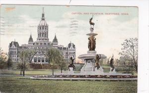 Connecticut Hartford Capitol and Fountain 1908