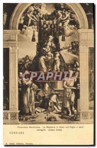 Postcard Old Ferrara Pinacoteca Municipal Madonna in trono Col Figlio o Santi...