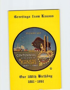 Postcard Our 100th Birthday Greetings from Kansas USA
