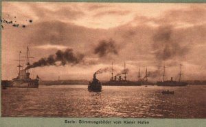 WWI Germany Imperial Navy Cruisers SMS in the Port of Kiel Photo