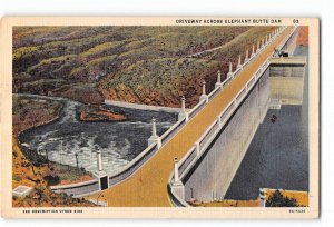 Hot Springs New Mexico NM Postcard 1951 Driveway Across Elephant Butte Dam